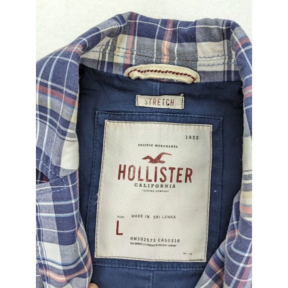 Hollister Women's Blazer Size L Blue Plaid 3/4 Sleeve Preppy - Picture 5 of 13